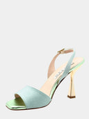 Sandales pailleté à talon - Vert d'eau