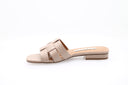 Mules en cuir à talon plat - Beige
