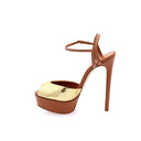 Flora Cristal Sandales Plateformes en cuir - Caramel & Doré