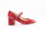 babies en velours rose Rupert Sanderson Carmen Mary Jane avec sangle décorative, talon carré de 4.5 cm et bout carré, chaussures élégantes et confortables