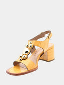 Sandales en cuir à talon - Jaune